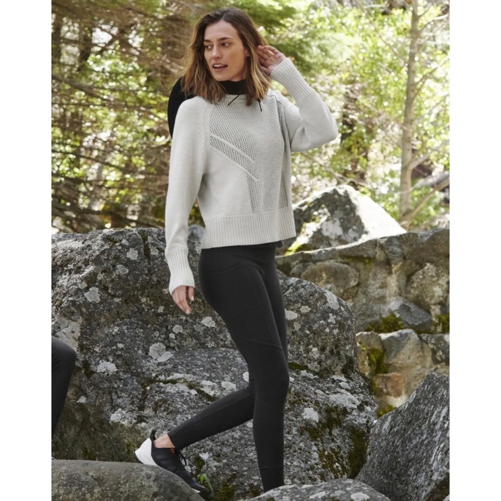 Athleta Cortina Sweater Wool Dove Grey Heather Sz Small